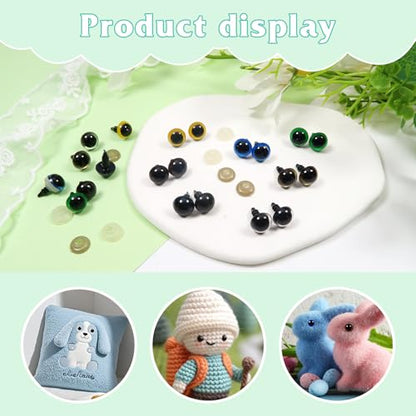 TOAOB 140pcs 10mm Colorful Plastic Safety Eyes Craft Eyes with Washers for Stuffed Animals Amigurumis Crochet Bears Dolls Making - size: 10mm