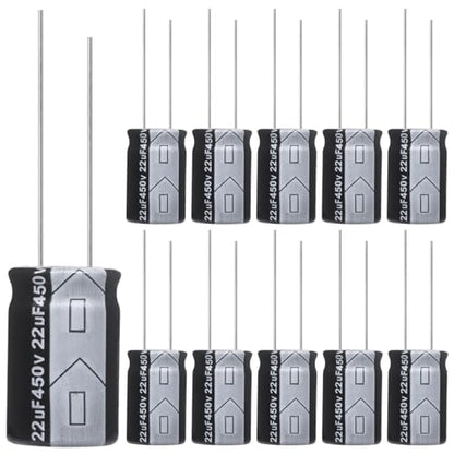 22uF 450V 16x25mm Electrolytic Capacitor 22 UF MFD 450 Volt 0.63x0.98in Aluminum Capacitors (Pack of 10) - style: 22uF 450V 16x25MM