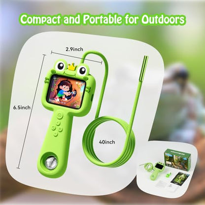 Kids Borescope with Light Borescope Camera for Kids Rechargeable STEM Science Educational Outdoor Toy with 32GB Card Nature Outside Exploration Birthday Gift for Boys Girls Ages 4,5,6,7,8,9,10,11,12