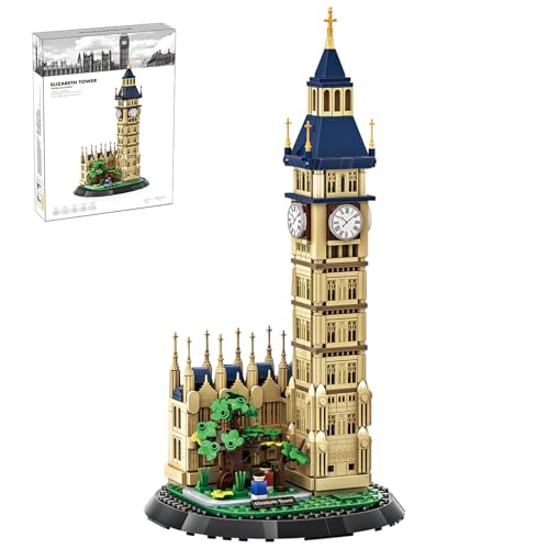 Big Ben Architecture Building Block Set 783 Pcs Elizabeth Tower Landmark Model Building Kit London World Renowned Building Desktop Ornament Famous City Skyline Decor Gift for Adults Teens - color: Yellow