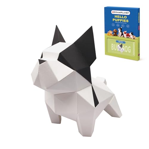 Bulldog 3D Origami Paper Craft Kit, Easy DIY Pre-Cut Puppies Paper Sculpture Model for Adults, Cute Animal Handmade Home Decor Papercraft Gift Set for Beginners