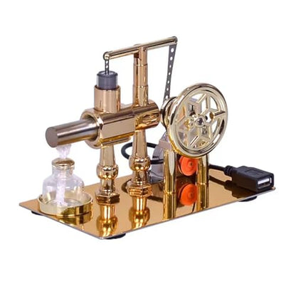 Hot Air Stirling Engine Motor Education Model Toy Electricity Power Generator LED Lights Kit Class Teaching Stirling Engine Kit for Adults Desktop Educational Physics Experiment Kit