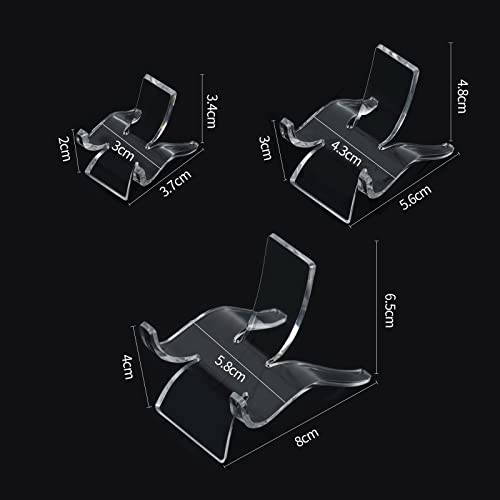 (3 Sizes 12 PCS)Crystal Display Stand,Acrylic Rock Holder,Clear Display Easel Stands Pedestal for Crystal,Geodes,Rock,Mineral Agate Fossil Coral Gemstone Small Collectibles Display Stands - size: 12 Pieces (3 Sizes)