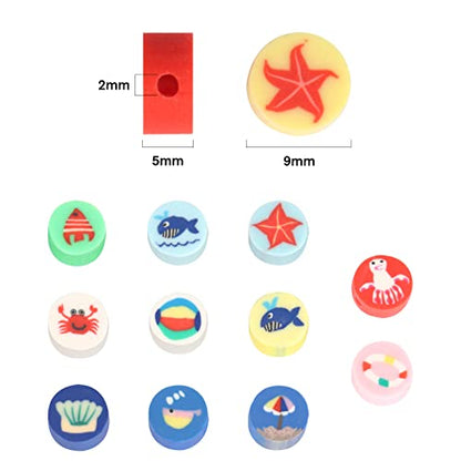 200PCS 10mm Colorful Ocean Animal Polymer Clay Bead Bulk for Jewelry Making - color: Clay Ocean Animals
