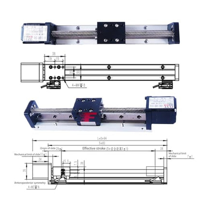 FUYU FSK30 Mini Linear Rail Small Slide Guide CNC Screw Lead Motion Table Motorized Nema 14 Stepper Motor[250mm Stroke Work Size] - size: 250mm