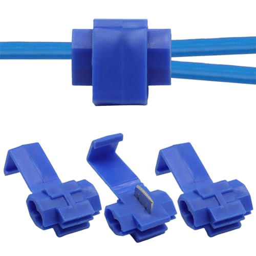 100 Pcs Quick Splice Wire Connector, 18-14 AWG, Blue - size: 18-14 AWG 100