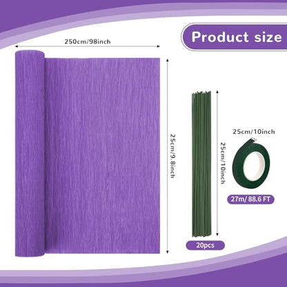 Crepe Paper Streamers 8 Rolls, 10 x 98Inch 8 Purple&Pink Colors - color: Purple&Pink