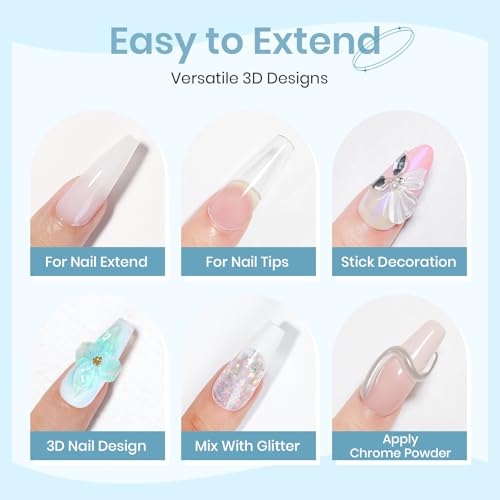 Sculpting Gel for Nail Art, Non-Stick Hand 3D Gel Nail Art - color: Clear&Mikly White&Aurora Green