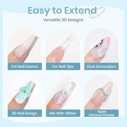 Sculpting Gel for Nail Art, Non-Stick Hand 3D Gel Nail Art - color: Clear&Mikly White&Aurora Green