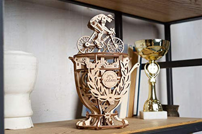 UGEARS Automaton Cyclist 3D Wooden Puzzles for Adults - Wooden Model Kits for Adults Automatone for Cyclists Men Mechanical Bicycle Model Automatone Brain Teaser, Hobby Set