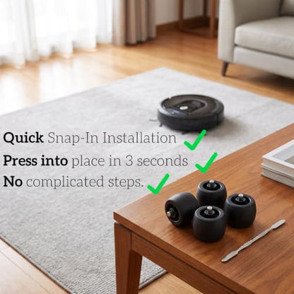 4-Pack Front Caster Wheel Replacement with Disassembly Tool, Compatible with Shark Robot Vacuum AV, RV, UR, QR Series, Parts Fit R101AE, RV1001AE, UR1100SRUS, AV1002AE