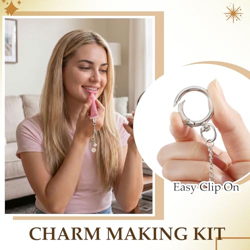 24 Pcs Keychain Making Kit Keychain Charms Making Kit Swivel Hook Lobster Claw Clasps Extender Chain for DIY Craft Lip Gloss Jewelry Keychains Bags Accessories Gift (Silver) - color: Silver