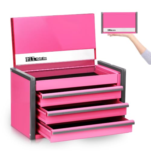 P.I.T. Mini Tool Box,3 Drawers Small Metal Toolbox for Tools Storage,Pink - color: Pink, size: 3-Drawer