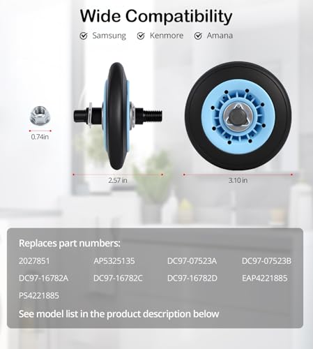 Upgraded EngPair DC97-16782A Dryer Drum Roller Kit for Samsung Kenmore - style: Rollers Only
