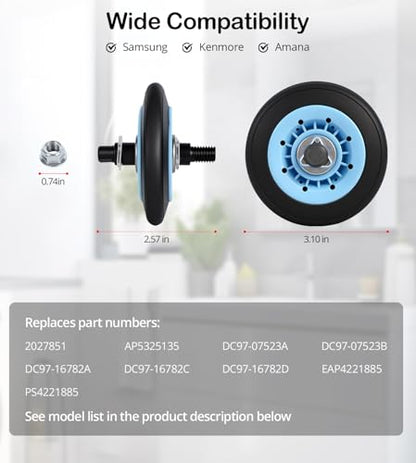 Upgraded EngPair DC97-16782A Dryer Drum Roller Kit for Samsung Kenmore - style: Rollers Only
