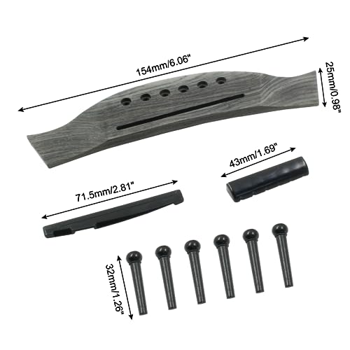 Bonsicoky 6 String Acoustic Guitar Rosewood Bridge Set, Black - color: Black, Style 2