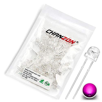 CHANZON 100 pcs 5mm Pink Straw Hat LED Diode Lights (DC 3V 20mA) - color: I) Pink (100pcs)