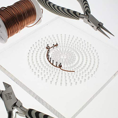The Beadsmith Wig Jig Cyclops – Wire Elements –5” Acrylic Jig with Radial Design, 385 Holes, 10 Removable Metal Pegs – Tool for Making Wire Components and Jewelry Designs - size: 5" Radial Jig