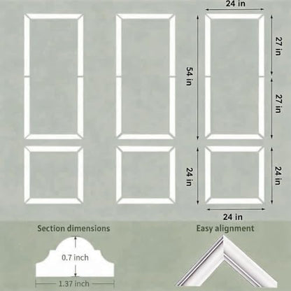 Peel and Stick Wall Molding Kit, 6 Large Frames, 54 x 24 Inch - size: 54" x 24"