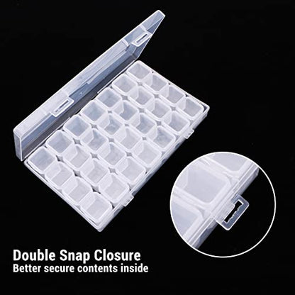 Gem Organizer, Segbeauty Clear Bead Container 28 Compartments with Secure Lids, Removable Tiny Jewelry Storage Box, Transparent Jewelry Organizer for Seeds Craft Making Accessories - size: 28 Count (Pack of 1)