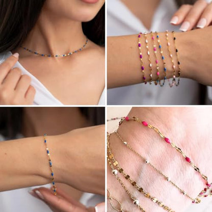 16.5FT Stainless Steel Enamel Chain 2MM Gold Lip Chain for Jewelry Making - color: gold(rose pink)