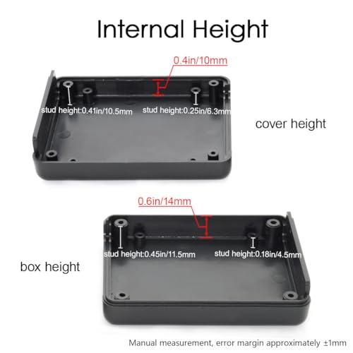 LeMotech 5 Pieces ABS Plastic Electrical Project Case Power Junction Box, Project Box Black 3.5 x 2.8 x 1.1 inch (90 x 70 x 28 mm) - size: 3.5" x 2.8" x 1.1"(5pc)