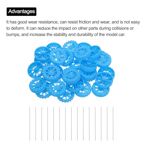 MECCANIXITY 30pcs Toy Car Tires 30mm OD, 8mm Thick, RC Model Car Wheels with 2mm OD x 100mm Long Shaft for Craft Project Hobby, Blue - color: Blue, size: 30mmx8mm 2mmx100mm