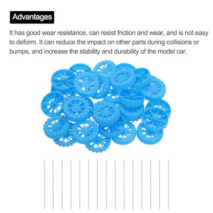 MECCANIXITY 30pcs Toy Car Tires 30mm OD, 8mm Thick, RC Model Car Wheels with 2mm OD x 100mm Long Shaft for Craft Project Hobby, Blue - color: Blue, size: 30mmx8mm 2mmx100mm
