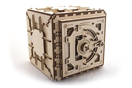UGEARS Model Safe Kit 3D Wooden Puzzles for Adults - Wooden Model Kits for Adults - Mechanical Safe Puzzle Box, 3D Puzzles for Adult, DIY Wooden Model, Brain Teaser Hobby Gift Set for Fathers Day