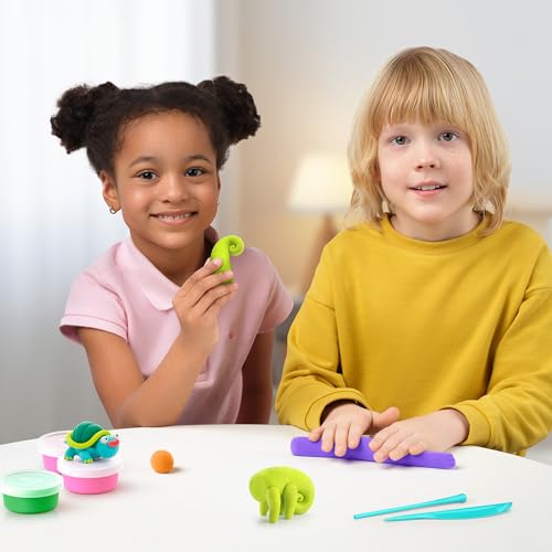 HEY CLAY Fat Brain Toys Exotic Pets 15 cans - Colorful Modeling Air Dry Clay for Kids - Air Dry Clay Kit 15 Cans with Fun Interactive App - color: Exotic Pets