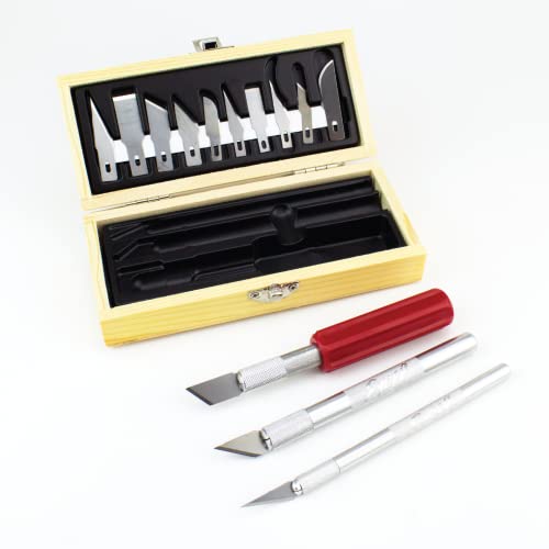 Excel Blades 13-Piece Precision Hobby Knife Set, Wooden Storage Case - color: Hobby Knife Set (Wooden Chest)