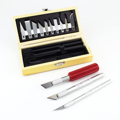 Excel Blades 13-Piece Precision Hobby Knife Set, Wooden Storage Case - color: Hobby Knife Set (Wooden Chest)