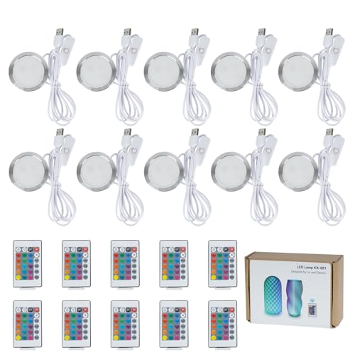 10PCS Remote Control RGB LED Lamp Kit 001 for Bambu Lab H2D/X1/P1P/A1 Multicolor Includes Button Battery Makerworld for Anycubic Makeronline 3D Printer Light DIY Hardware Model Parts USB - color: 10 PCS RGB LED Light