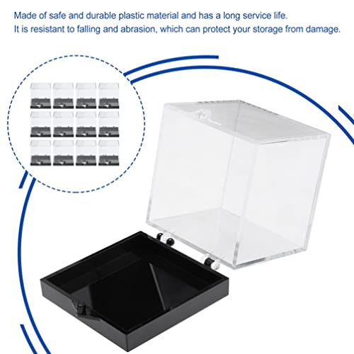 DOITOOL 12 Pack Mineral Specimen Storage Boxes Clear Plastic Specimen Display Cases 1.37 Inch Square Rock Display Containers for Home Collecting and Scientific Use