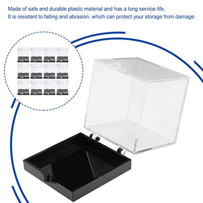 DOITOOL 12 Pack Mineral Specimen Storage Boxes Clear Plastic Specimen Display Cases 1.37 Inch Square Rock Display Containers for Home Collecting and Scientific Use