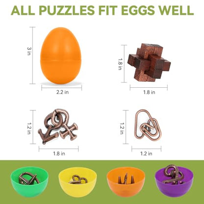 24 Pcs Brain Teaser Puzzles for Adults Teens - Metal Puzzles 3D Puzzle Game Toys for Adults Teens - Wooden Unlock Interlocking Puzzle Adult IQ Education Smart Toys - style: 24 PC