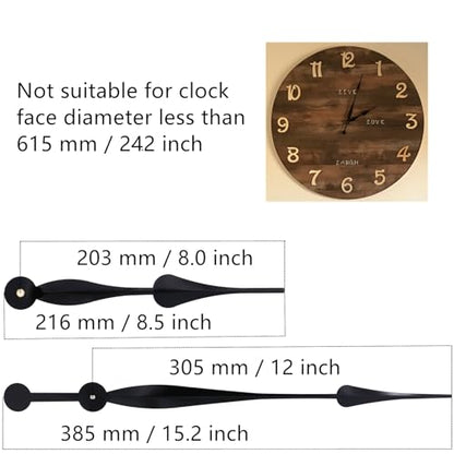 Youngtown High Torque Long Shaft Clock Movement Kit with 12 in Black Hands - color: Black, size: 29/32 inch Total shaft length