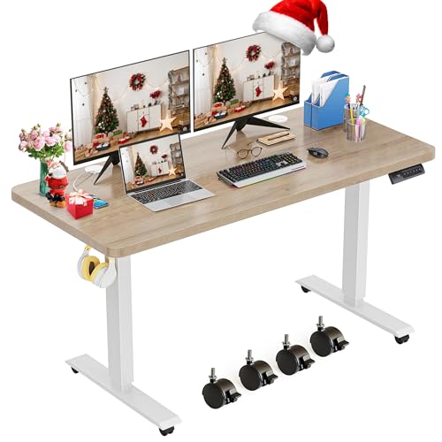 farexon 48x24 Inch Electric Standing Desk with Wheels, Oak Gray - color: Oak Grey, size: 48 x 24''
