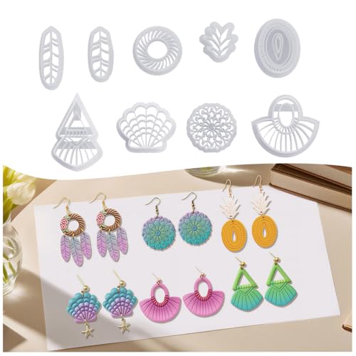 9pcs Mother‘s Day Polymer Clay Earring Cutters - Polymer Clay Molds & Polymer Clays Earring Cutters for Jewelry Making - Flower Polymer Clays, for Dates, Parties, Mother’s Day - color: Daily Wear