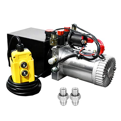 DC HOUSE Trailer Pump 4 Quart 12V Electric Hydraulic Power Double Acting Power-Up Supply Unit for Dump Truck(4 Quart Double Acting) - size: 4 Quart Double