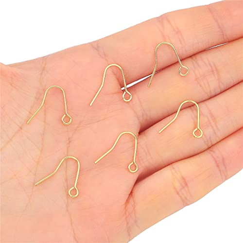 BEADIA 18K Gold Plated Earring Hooks 12x15mm 100pcs for Jewelry Making Findings - size: Hooks 5# 12x15mm