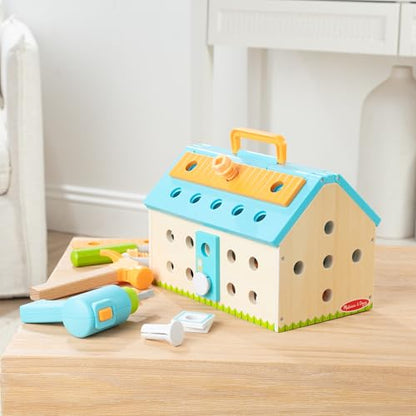 Melissa & Doug Build-A-House Wooden Toolbox Pretend Play Construction