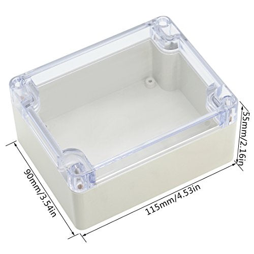 LeMotech ABS Plastic Junction Box, Dustproof Waterproof IP65 Electrical Box - Universal Project Enclosure Grey, with PC Transparent/Clear Cover 4.53 x 3.54 x 2.16 inch (115 x 90 x 55 mm) - size: 4.53" x 3.54" x 2.16"