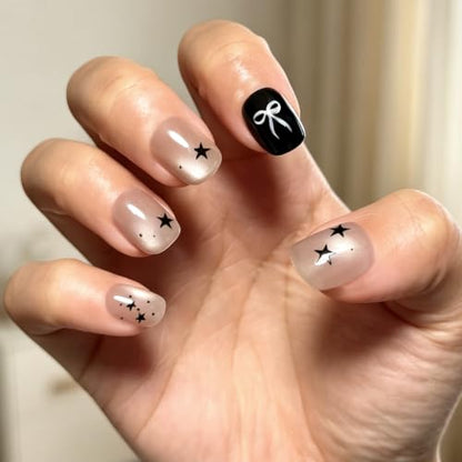 6 Packs (144 Pcs) | Reusable Press on Nails | cute nails | 6-Style Bundle | 12 Sizes | Each Style 24 Pcs | 3D Silver Butterfly Charms - color: 3D Silver Butterfly Charms