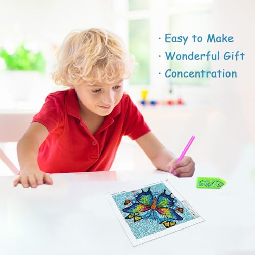 Libfx Diamond Art Kits for Kids with Frame Diamond Art for Girls Boys Beginners Arts and Crafts Ages 8-12 Birthday Gifts (Butterfly) - color: Butterfly