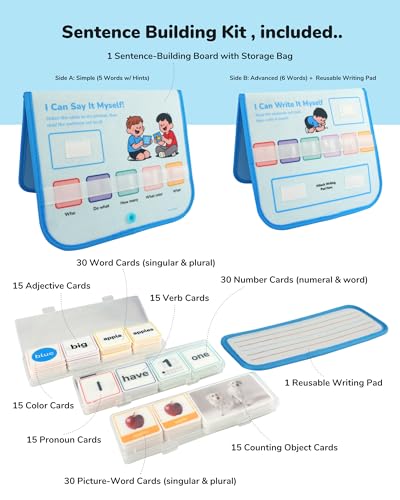 CHEFAN 165 PCS Sentence Building for Kids, Speech Therapy Materials - color: 165 Pcs Sentence Building Sets