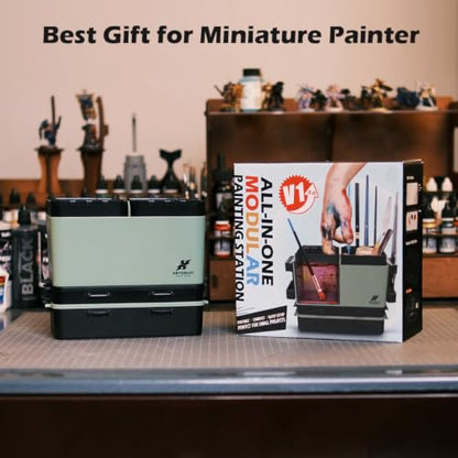 V1 2.0 Portable Modular Painting Station for Miniature Painting - color: Green Black