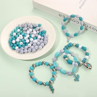 2300PCS+ Western Beads Charms for Bracelet Making Turquoise Clay Heishi Beads Letter Spacer Bead Cactus Star Cowboy Boot Charms for Western Jewelry Making Cowgirl Accessories