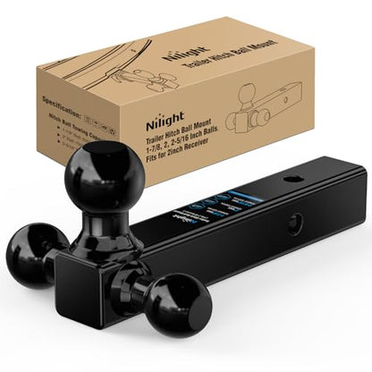 Nilight Tri-Ball Trailer Hitch Mount 1-7/8",2",2-5/16" Fits 2" Receiver - color: 2" hitch 3 ball
