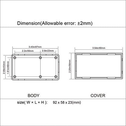 LeMotech Project Box, 5 Pieces ABS Electrical Box Small Junction Box for Electronics PCB Case,Electronic Hobby Box Black, Outside Size 3.6 x 2.3 x 0.9 inch (92 x 58 x 23 mm) - size: 3.6" x 2.3" x 0.9"(5pc)